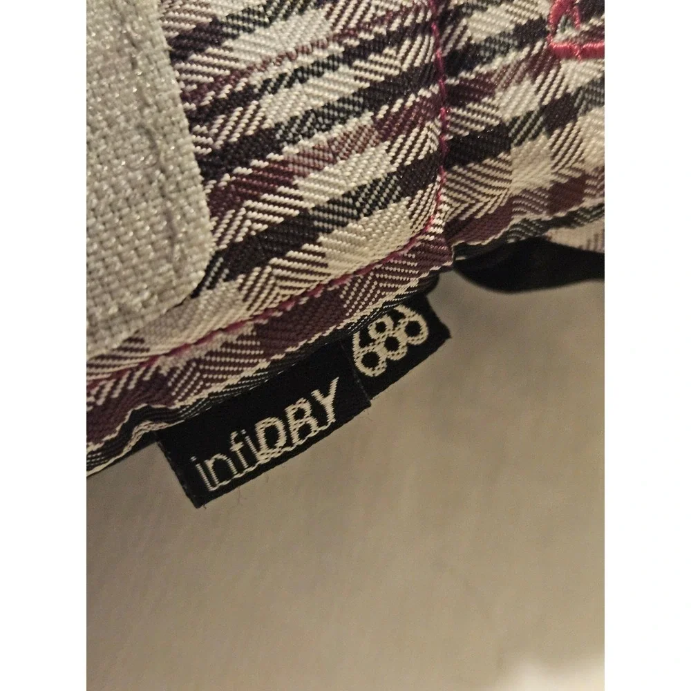 686 Womens infiDRY Plaid Snowboard Ski Gloves Burgundy White Black Size Small